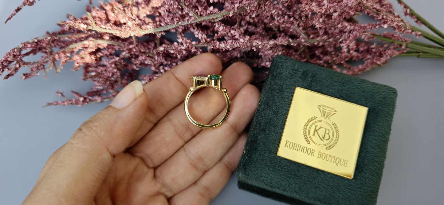 Natural Emerald Oval, Natural Sapphire Pear and Lab grown Cushion Diamond Trilogy 3 stone Engagement Ring, Ring for her, Gift for Her