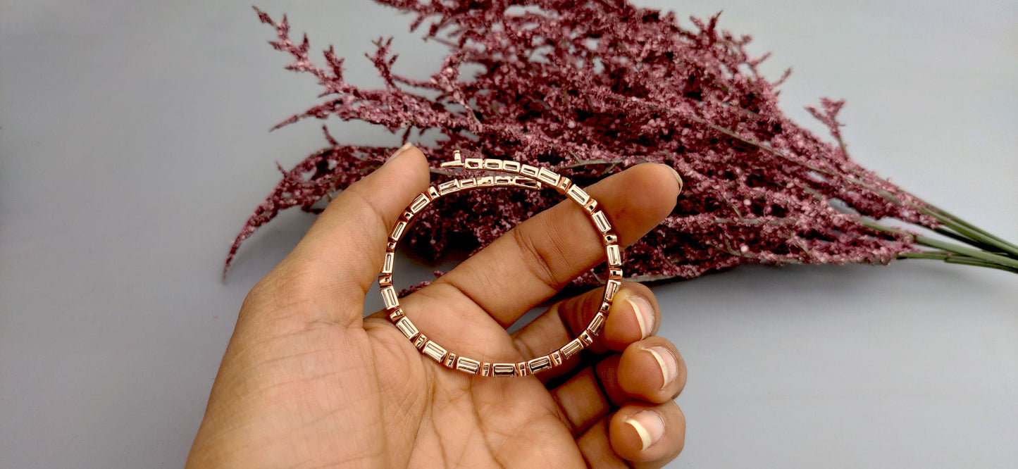 Flexible Moissanite Baguette & Round Tennis Bracelet bangle, Bracelet for women, Bracelet for her\girls, Anniversary\Birthday\Christmas gift