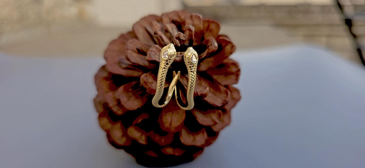 Snake serpent earrings huggie, huggie for women, earrings for women girls, party wear earrings, statement earrings, Cobra Pear earrings