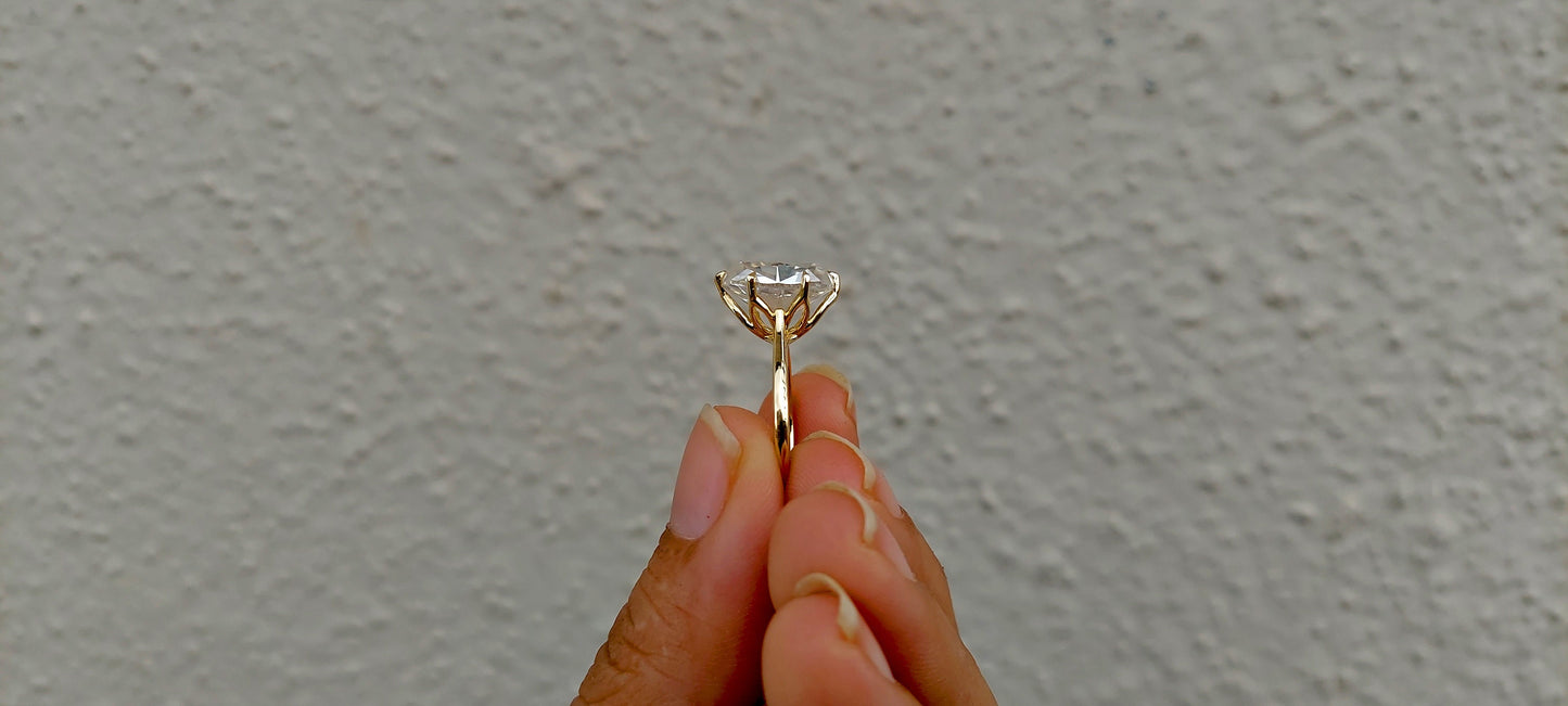 Tulip Basket Prongs Oval Cut Moissanite Classic Solitaire Engagement Ring, Customisable in any size and shape of moissanite.