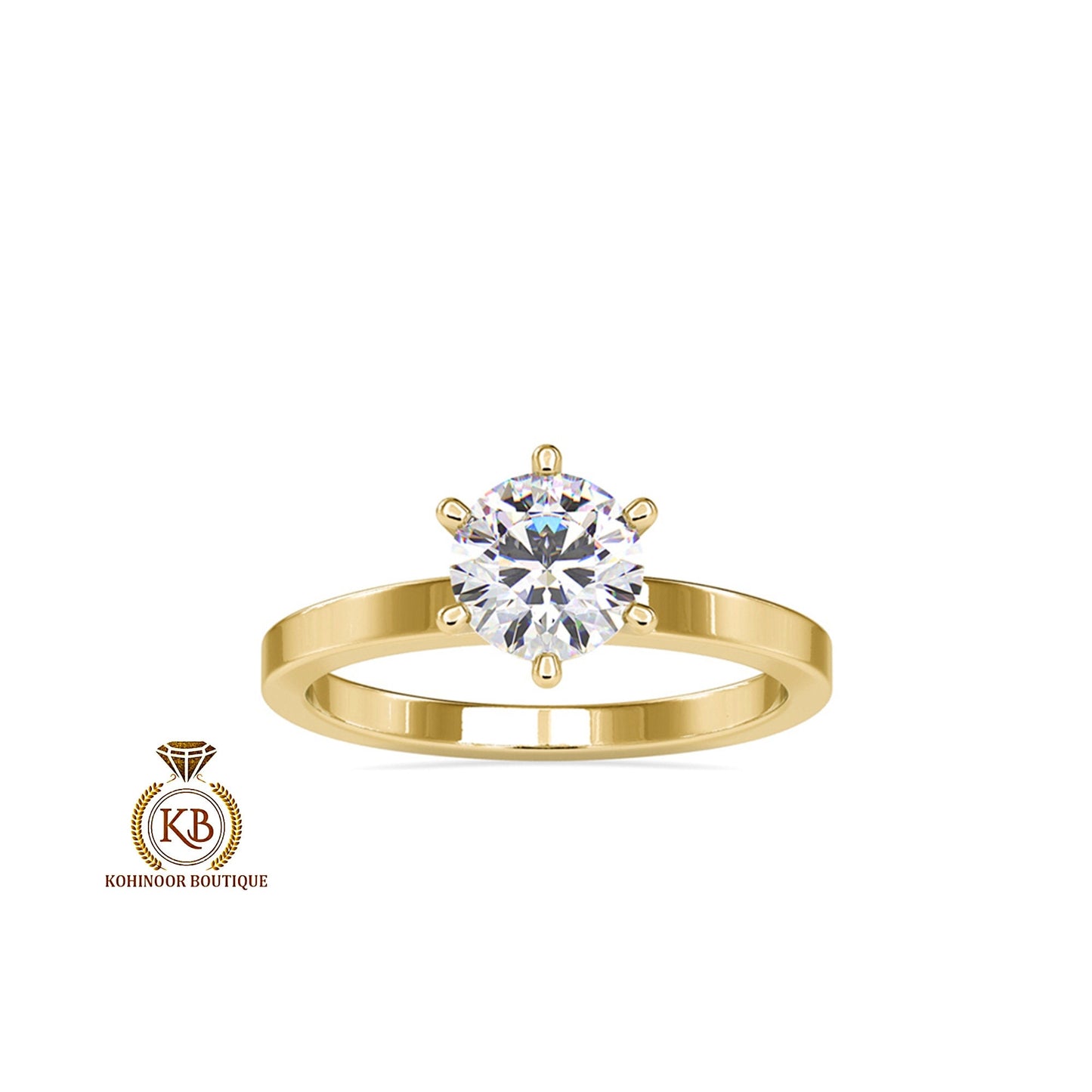 Round Moissanite Solitaire Engagement Ring , Ring for her, Wedding Anniversary Gift for Wife, Proposal Ring