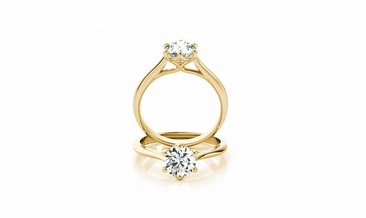 Round Cut Moissanite Cathedral Trellis set Solitaire Engagement ring, Classic solitaire ring, ring for her, ring for women, gift for her.