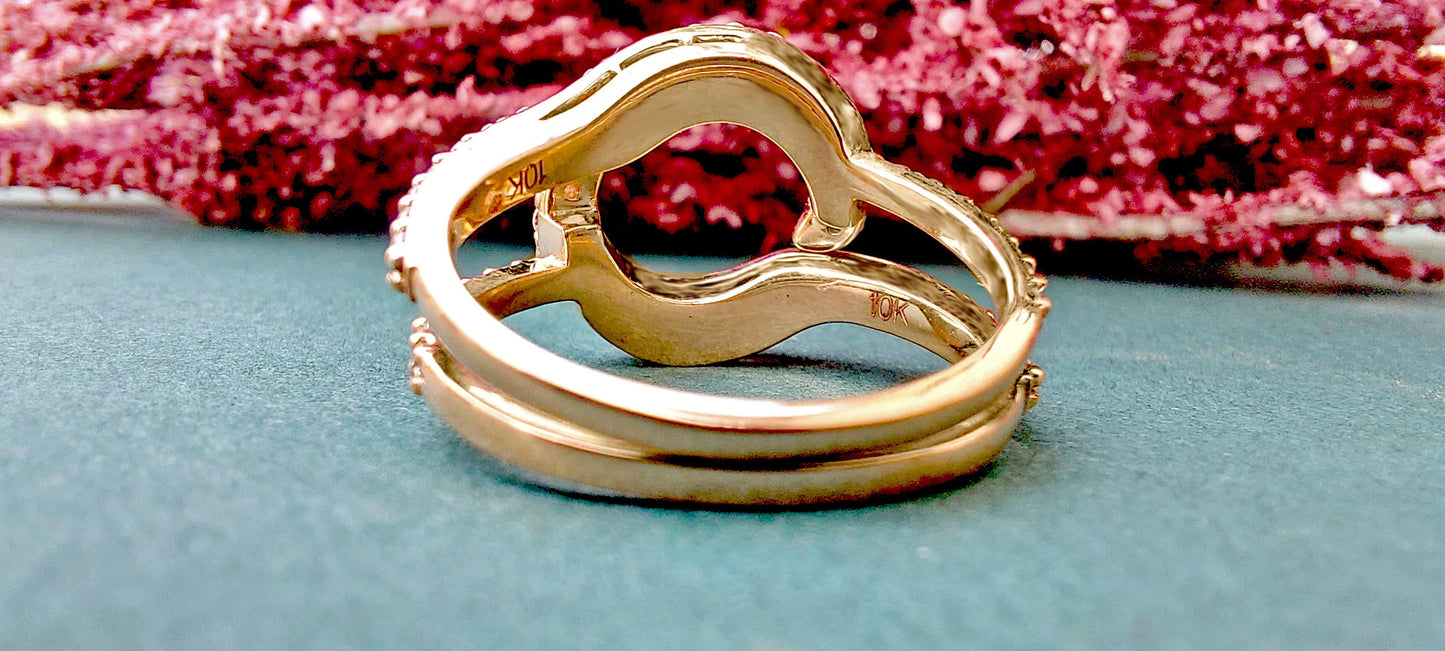 Halo Wrap Enhancer for Engagement Ring, Moissanite diamond Halo Solitaire Ring Guard for Round, Marquise, Princess cut diamonds.