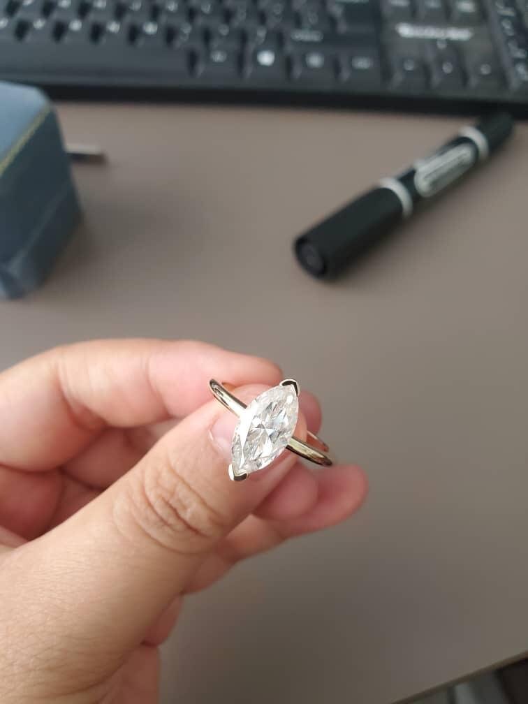 Marquise Cut Moissanite Classic Solitaire Engagement Ring, Promise ring, Proposal ring, Ring for her, gift for her