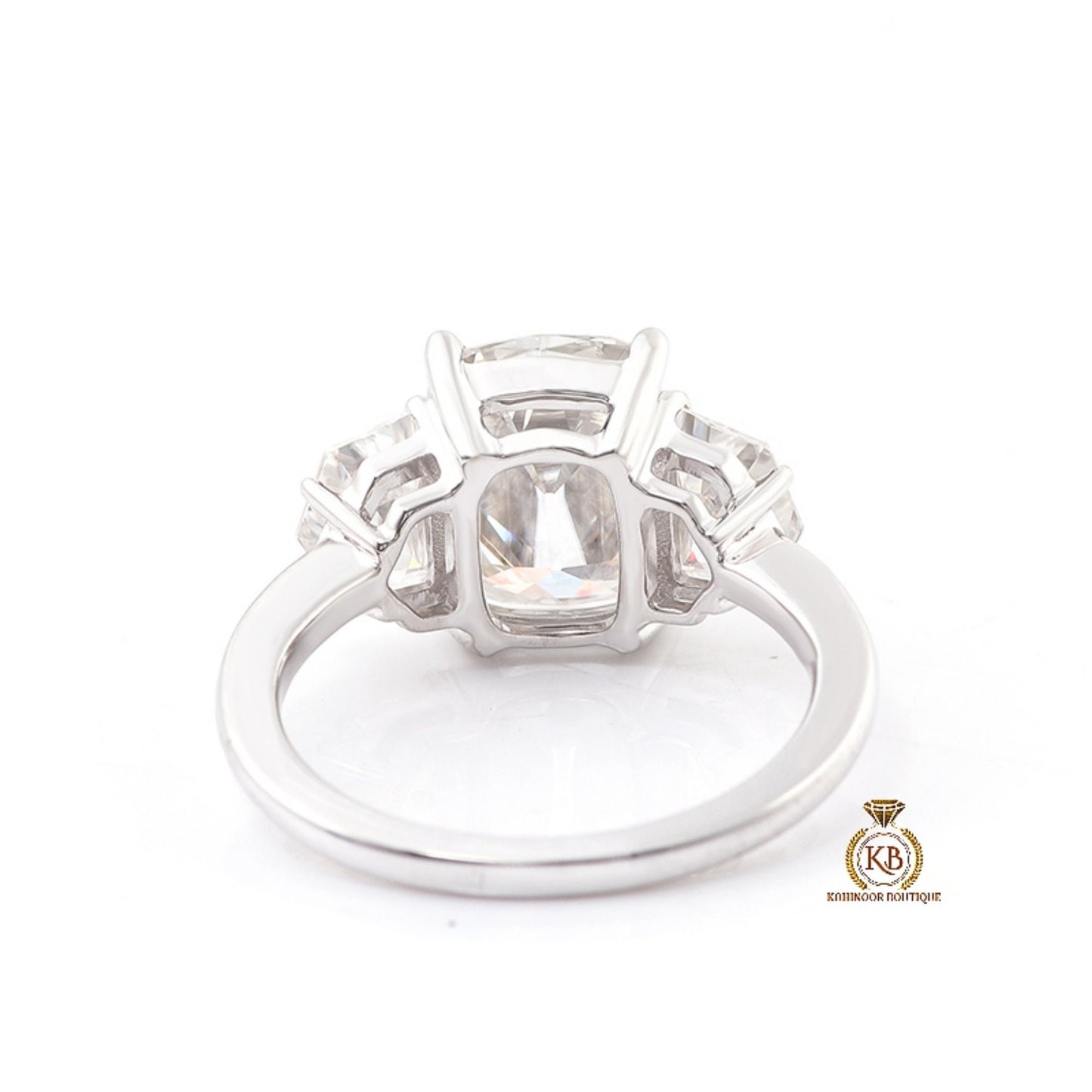 Old mine cut Elongated cushion  and bullet cut 3 stone Moissanite vintage victorian Engagement Ring Engagement\propose\anniversary Ring