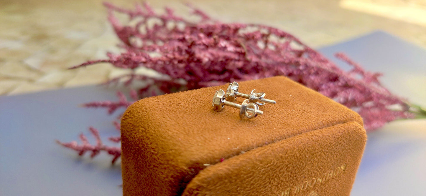 Pear Cut Moissanite in Georgian cut down setting, Solitaire Stud Earrings, Wedding Earrings,Push Back Earrings,Anniversary Studs