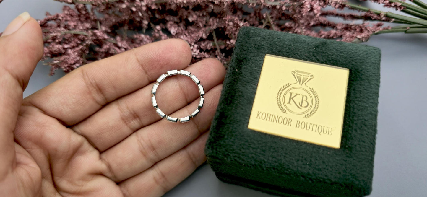East West Set Emerald Cut Moissanite Bezel Set Full\Half Eternity wedding band, Stackable ring, Statement ring