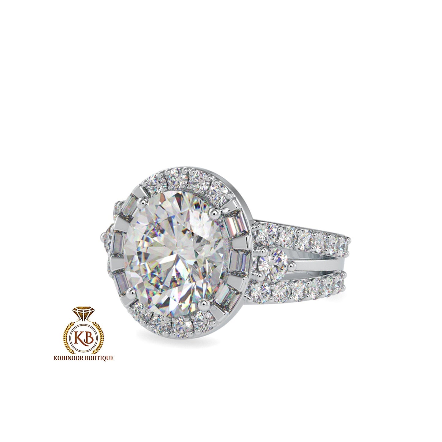 Oval halo with side pave Double Band  Moissanite Engagement\Wedding\Mother Ring in 18k\14k\10k