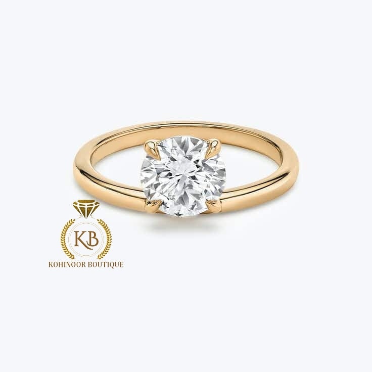 Floating moissanite solitaire Engagement ring, Ring for her, Round\Oval\Emerald\Asscher\Princess\Cushion\Trillion\Half moon\Marquise\Pear.