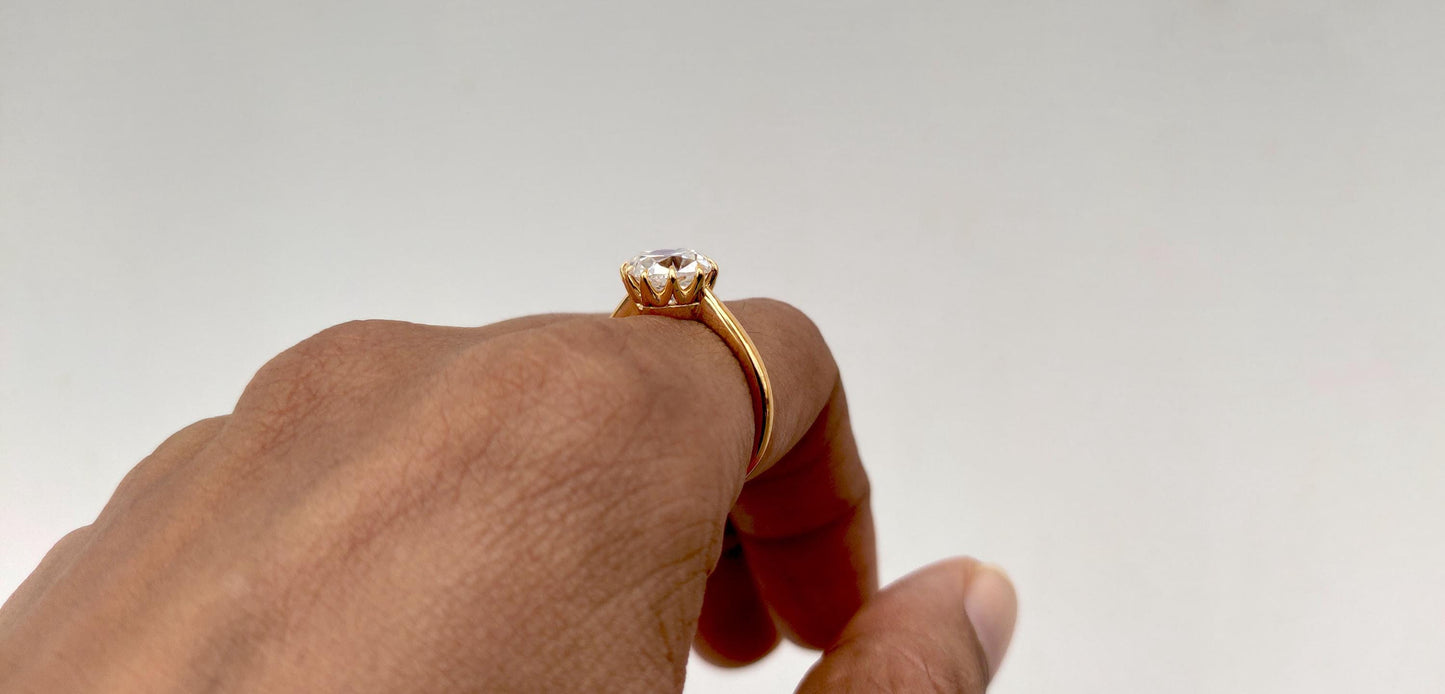 Old Mine Cut OMC Kite set Cushion Moissanite Solitaire Engagement Ring, Ring for her, Vintage ring for women, right hand ring