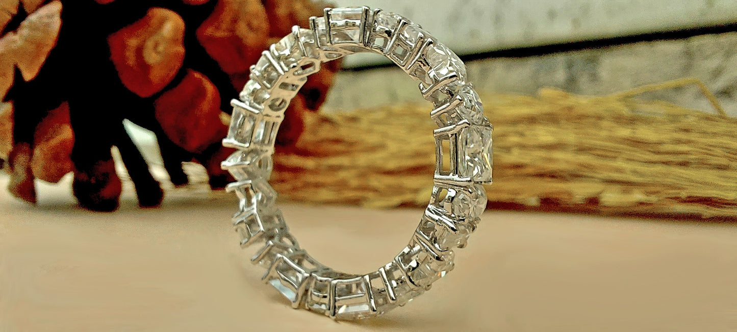 Multi shape Moissanite Eternity Band, stackable ring, All in one, Customised it in half\Full Eternity with your favorite shapes