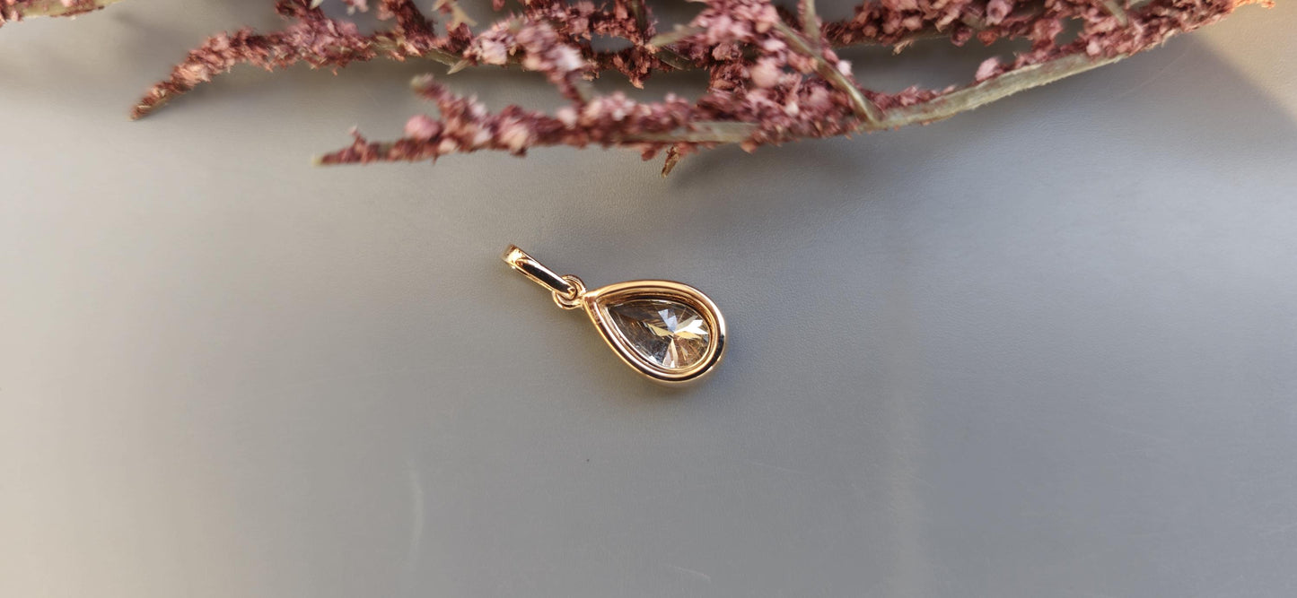 Pear Cut Lab Grown Pendant, Collet set Georgian cut down set open back Pendant without chain, Wedding Pendant