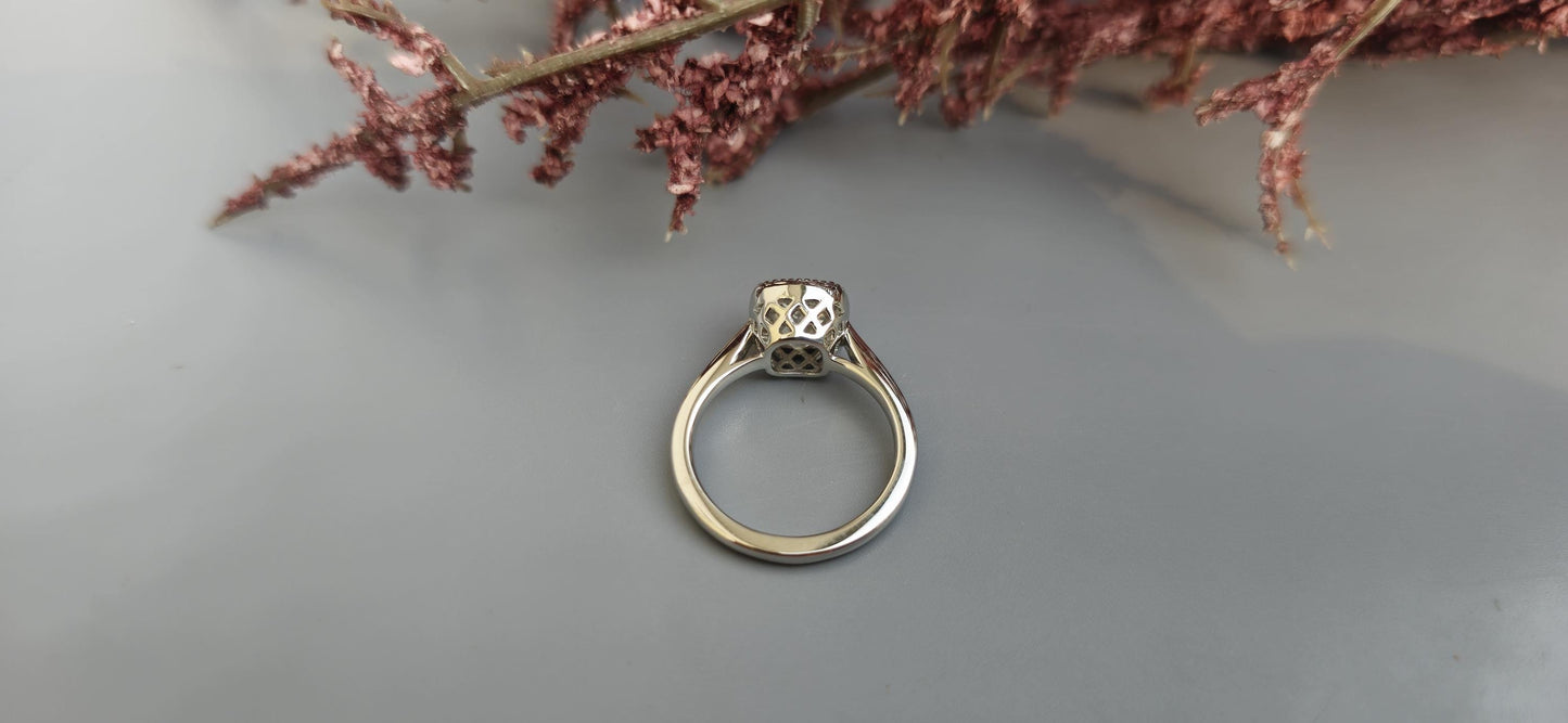 Old Mine Elongated Cushion Cut Milgrain Bezel lattice set Moissanite Engagement Ring with\without shoulders,Vintage Ring