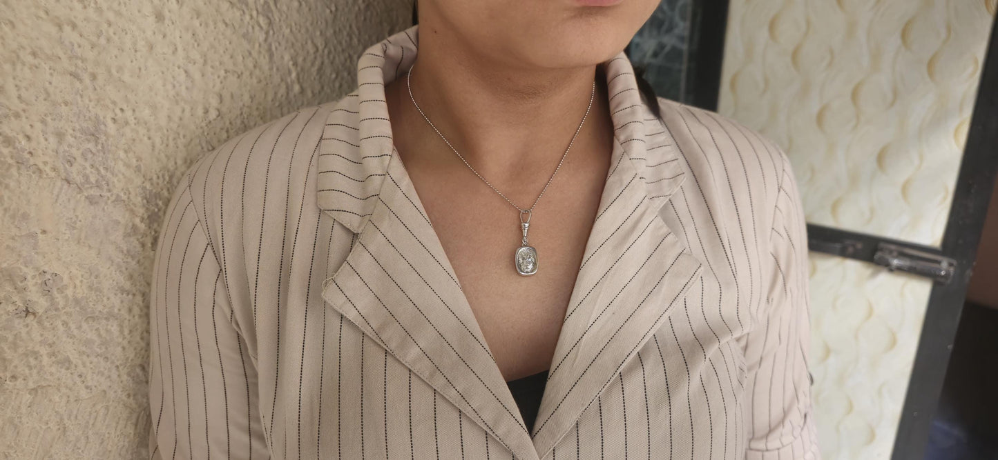 Oval Cut Moissanite Bezel Button back set Pendant with Swivel Clasp and without chain, statement pendant.