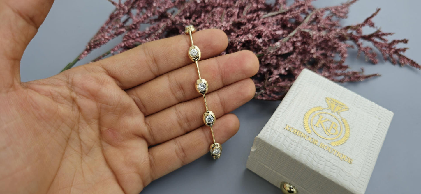 Moissanite Round cut bezel set button back Tennis Bracelet, Bracelet for women, Bracelet for her\girls, Anniversary\Birthday\Christmas gift