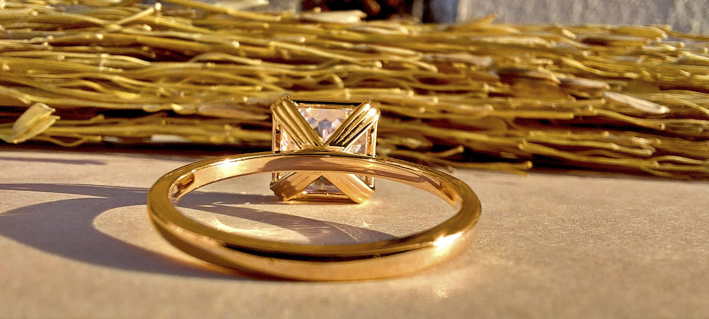 Radiant cut moissanite solitaire Engagement ring, ring for her, modern bride ring, Proposal ring, gift for her, gift for mother