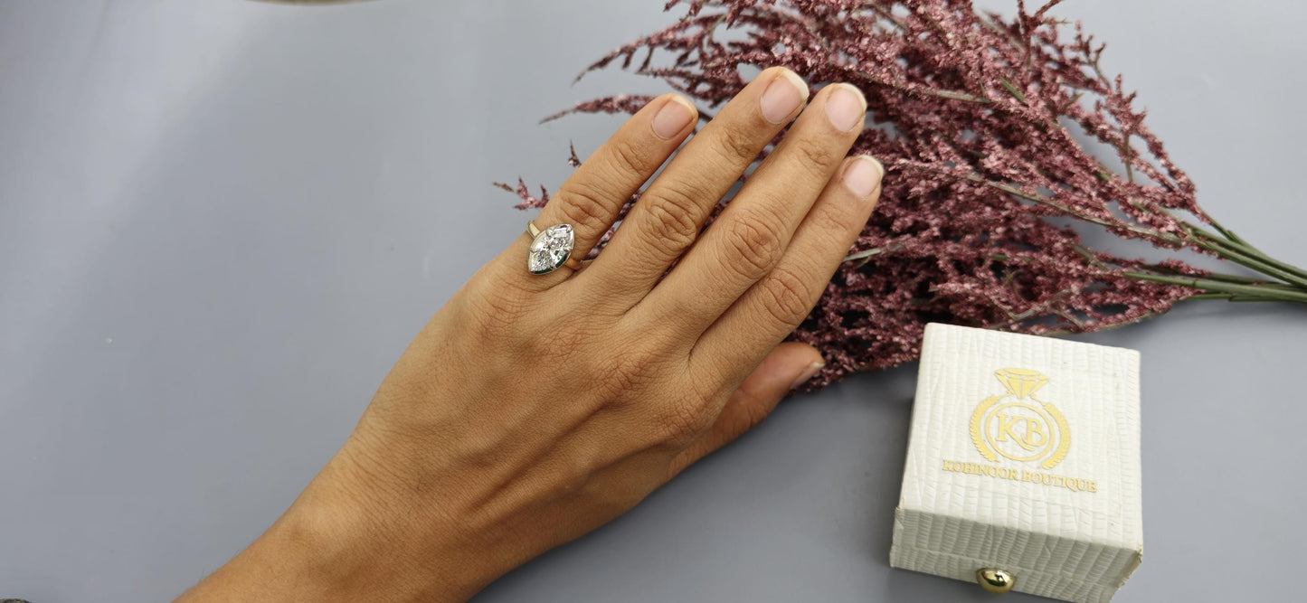 Marquise Moissanite Georgian Cut Down Set ring, ring for women, Ring for her, Statement ring, ring for women