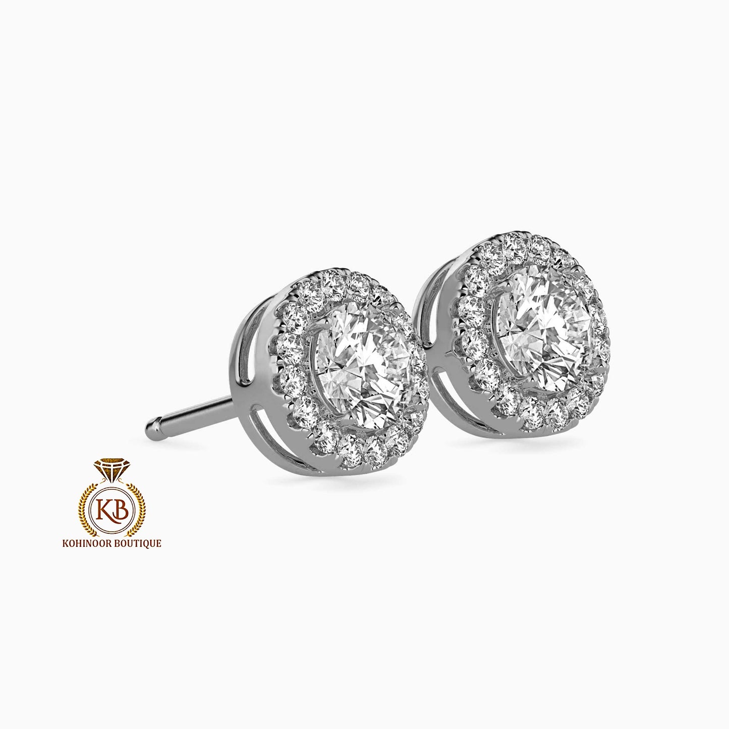 Moissanite Earrings, Halo Moissanite Stud Earrings, Round Moissanite Earrings, Gold Moissanite Earrings, Customized Earrings