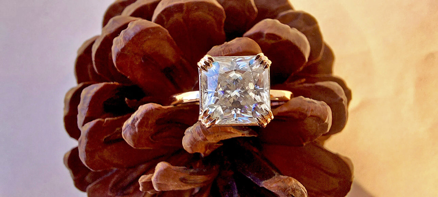 Radiant cut moissanite solitaire Engagement ring, ring for her, modern bride ring, Proposal ring, gift for her, gift for mother