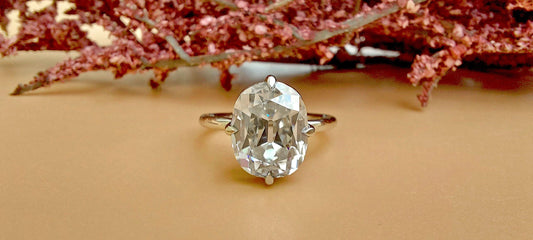 Old Mine Cut OMC Elongated Cushion Cut Moissanite Compass prong Basket set Engagement Ring, Antique moissanite Ring, Proposal ring.