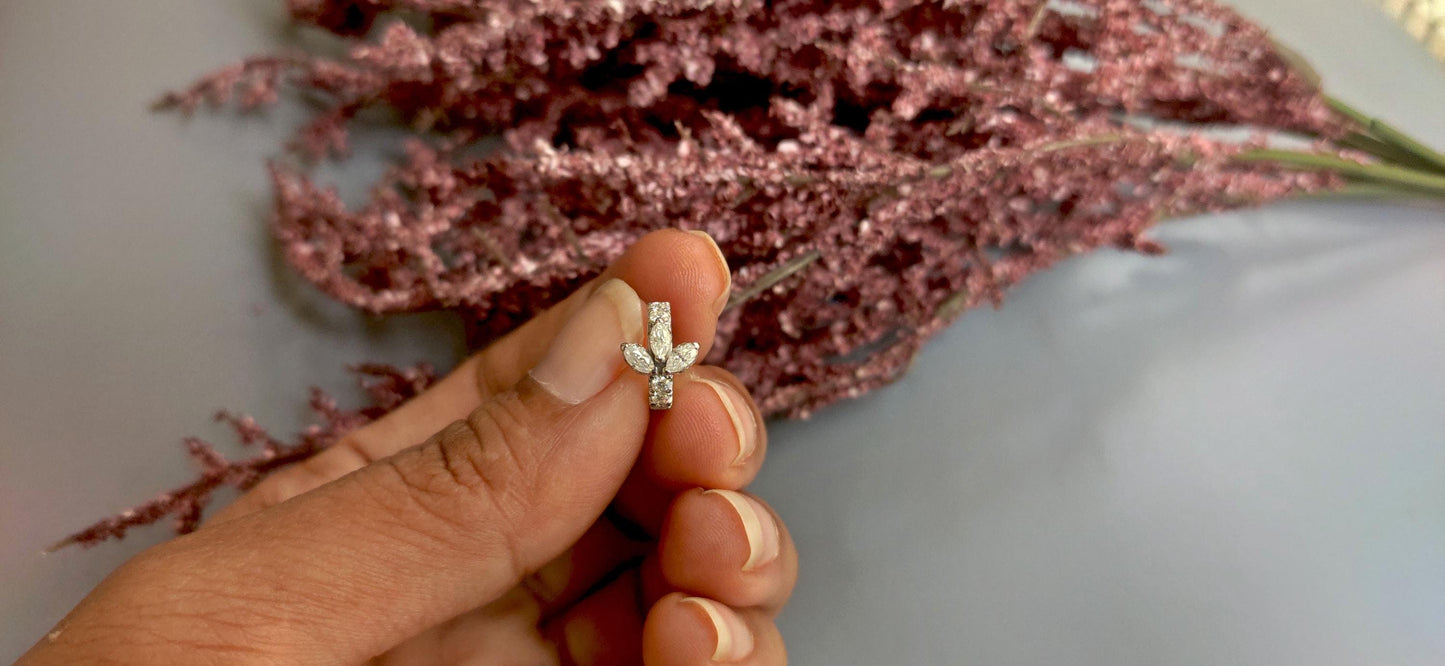 Ready to dispatch Marquise Moissanite Huggies, hoops, delicate everyday earrings for her available in 10k white gold