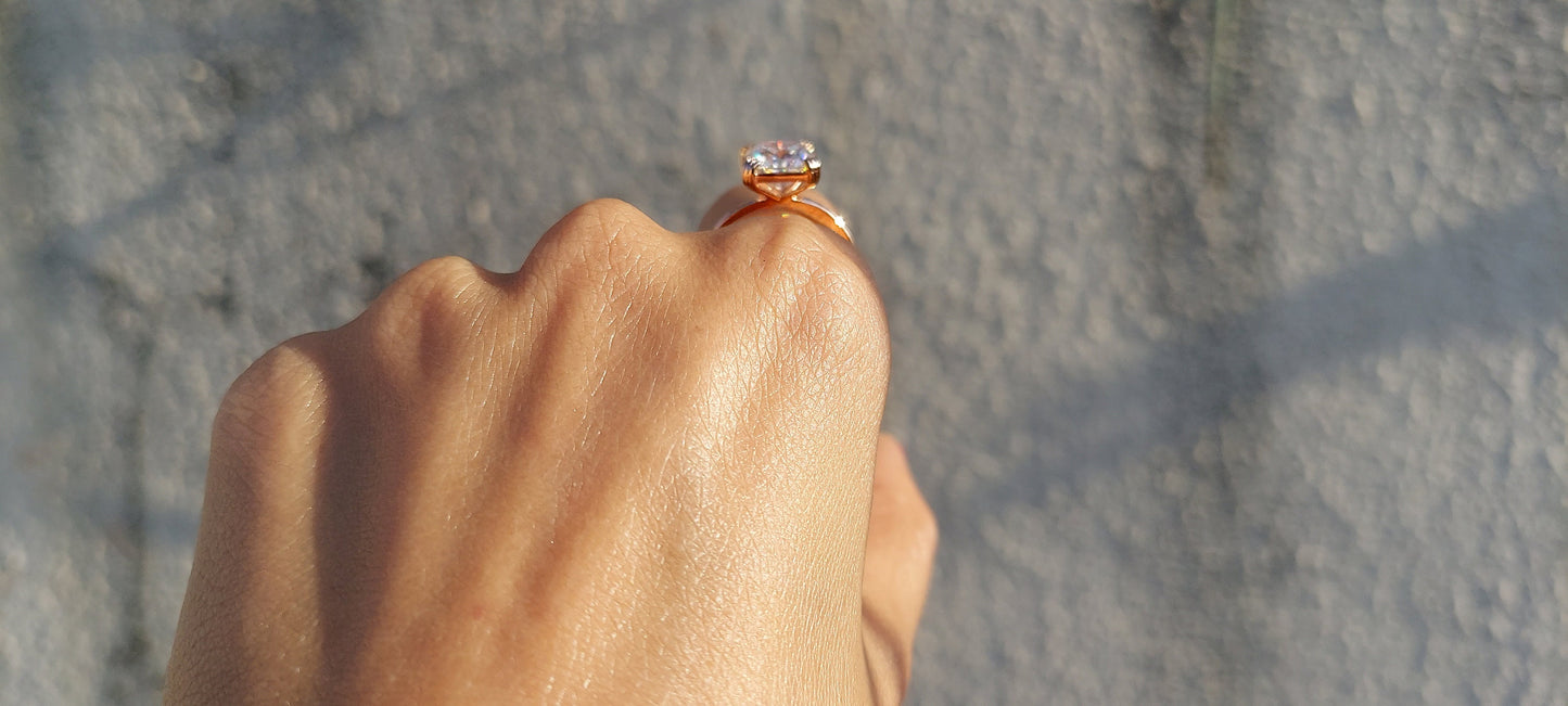 Radiant cut moissanite solitaire Engagement ring, ring for her, modern bride ring, Proposal ring, gift for her, gift for mother