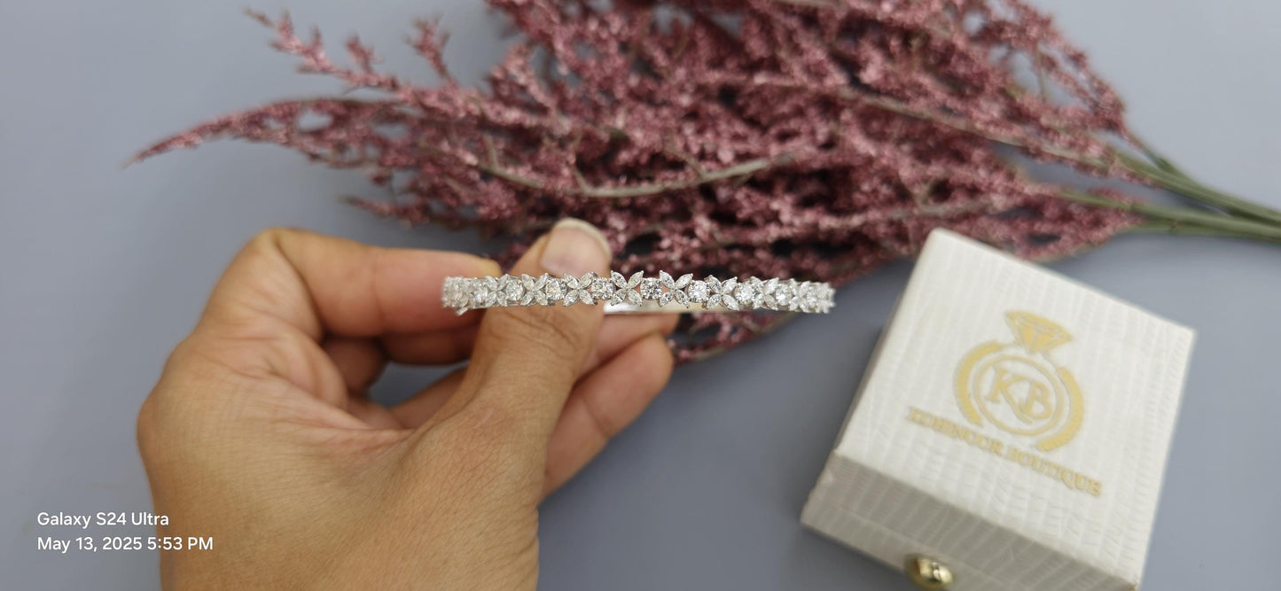 Marquise and round moissanite floral bracelet, bracelet for women, bracelet for her, gift for women