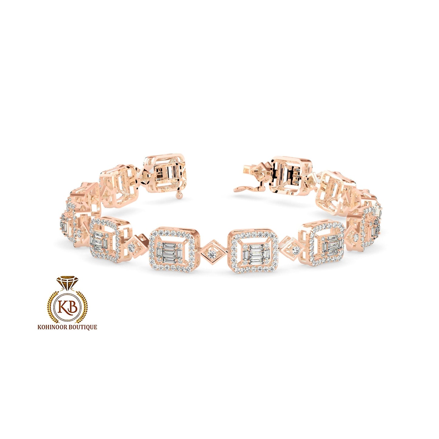 Moissanite Baguette and round Tennis Bracelet,Bracelet for women, Bracelet for her\girls, Anniversary\Birthday\Christmas gift