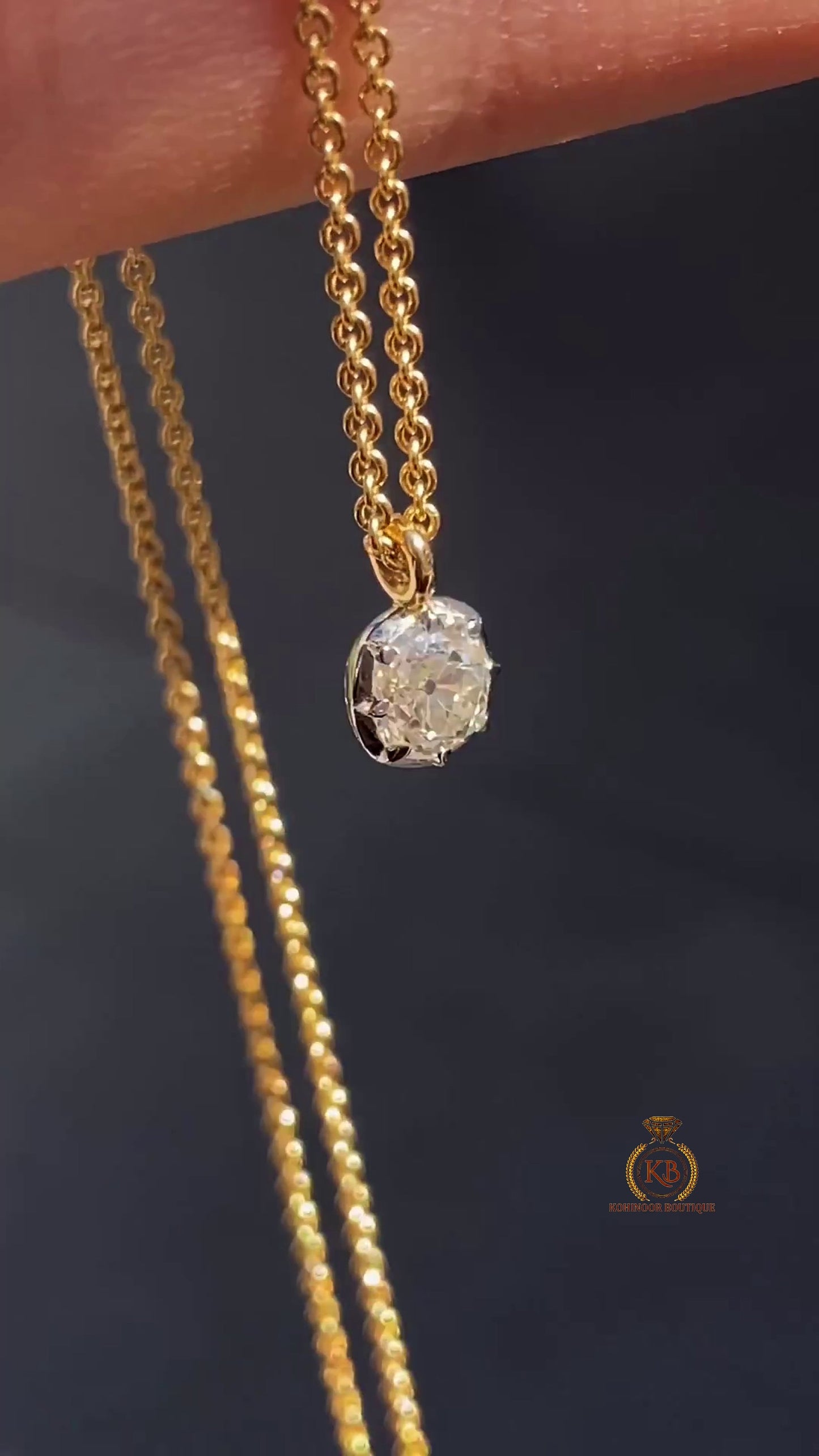 Old Mine Cut Cushion OMC Georgian Cut Down Button Back Set Moissanite Pendant, Vintage Antique Pendant ,Wedding Pendant, without chain