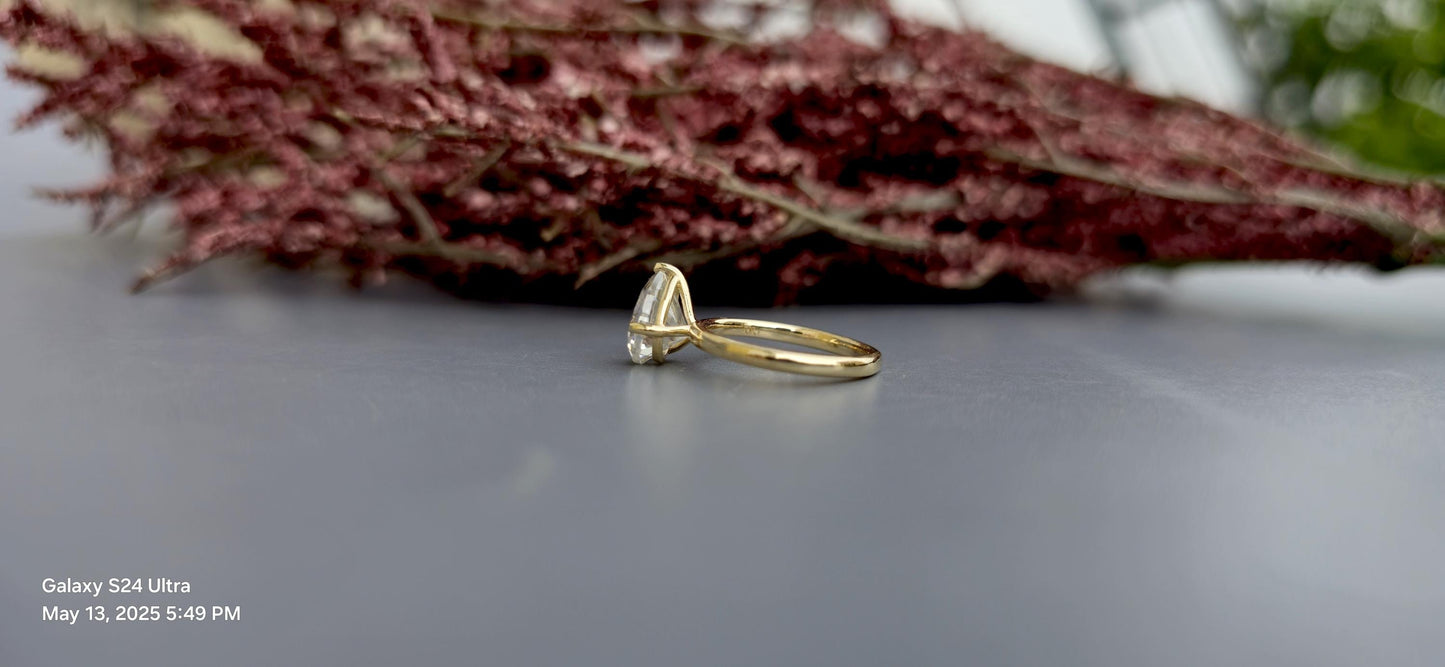 Tilted Pear Cut moissanite ring, Ring for her, ring for women, diagonal pear ring, Engagement ring, Travel ring, gift for women