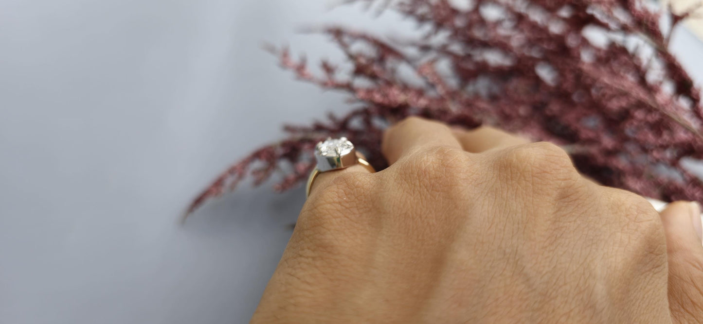 Marquise Moissanite Georgian Cut Down Set ring, ring for women, Ring for her, Statement ring, ring for women