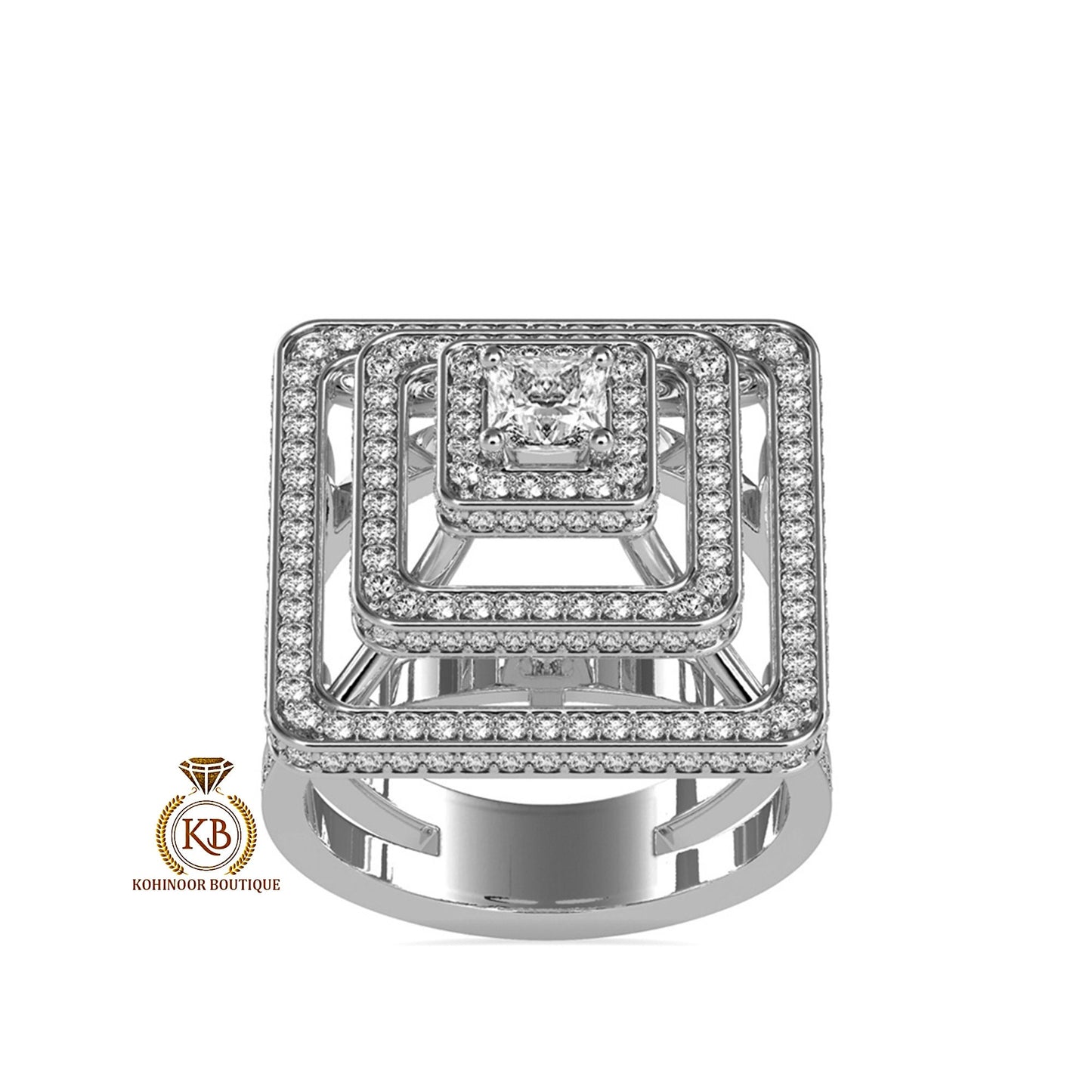 Princess Cut Art Deco, Statement, Split Shank Moissanite Engagement\Wedding\Mother Ring in 18k\14k\10k