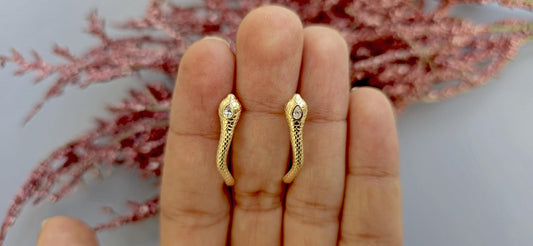 Snake serpent earrings huggie, huggie for women, earrings for women girls, party wear earrings, statement earrings, Cobra Pear earrings