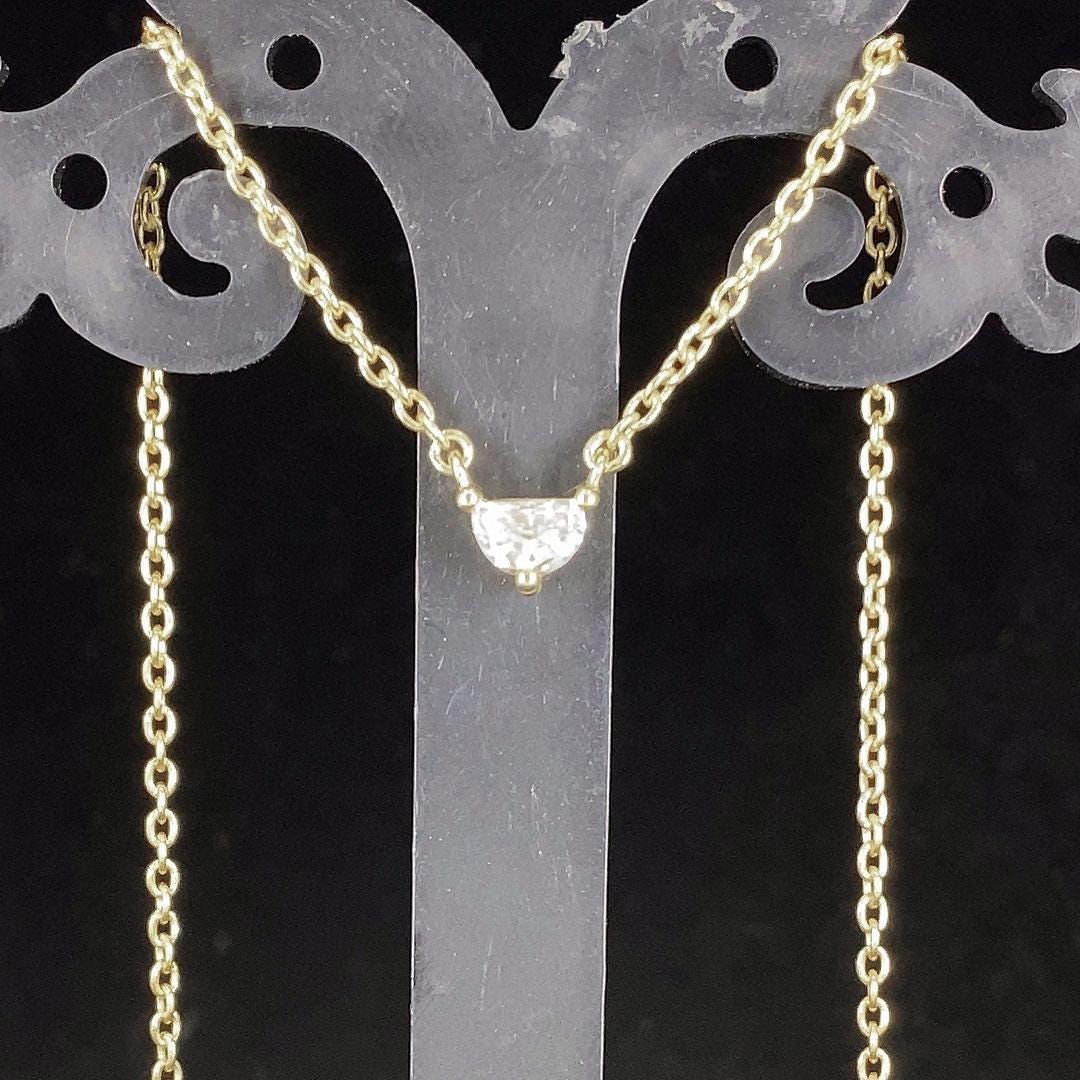 Half moon Moissanite Pendant with 18 inch cable chain, Pendant necklace for girls women, Gift for her, anniversary gift for wife