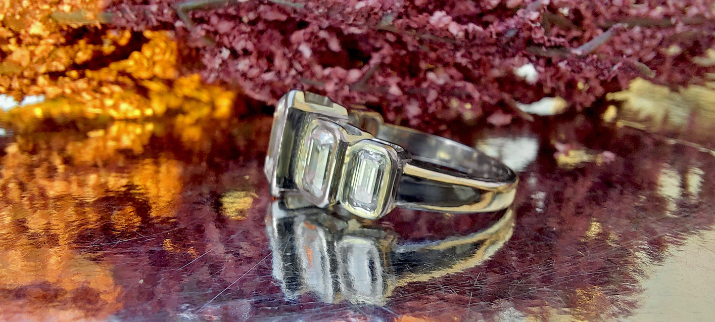 Emerald Cut 5 stone Moissanite Engagement ring, 5 stone anniversary band, ring for her, right hand ring