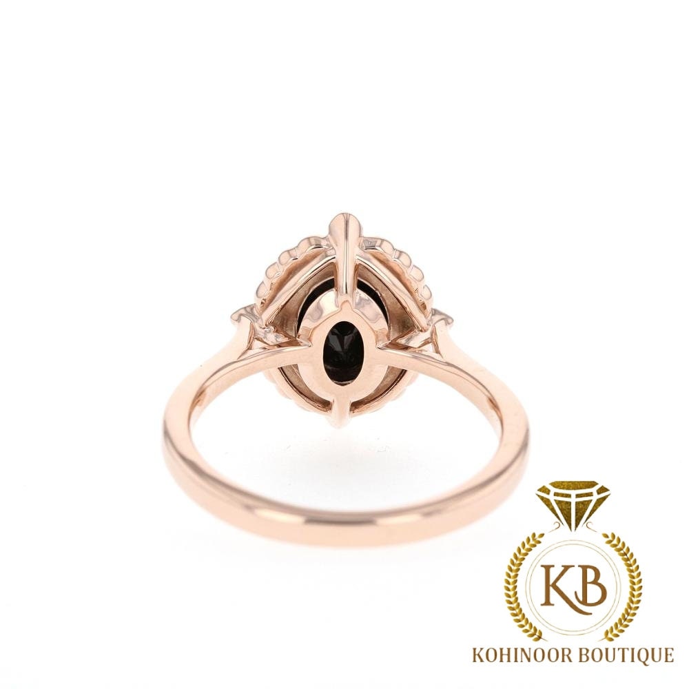 Oval Onyx Halo Solitaire diamond Engagement\Bridal\propose\wedding Ring with 10k\14k\18k White\Yellow\Rose Gold
