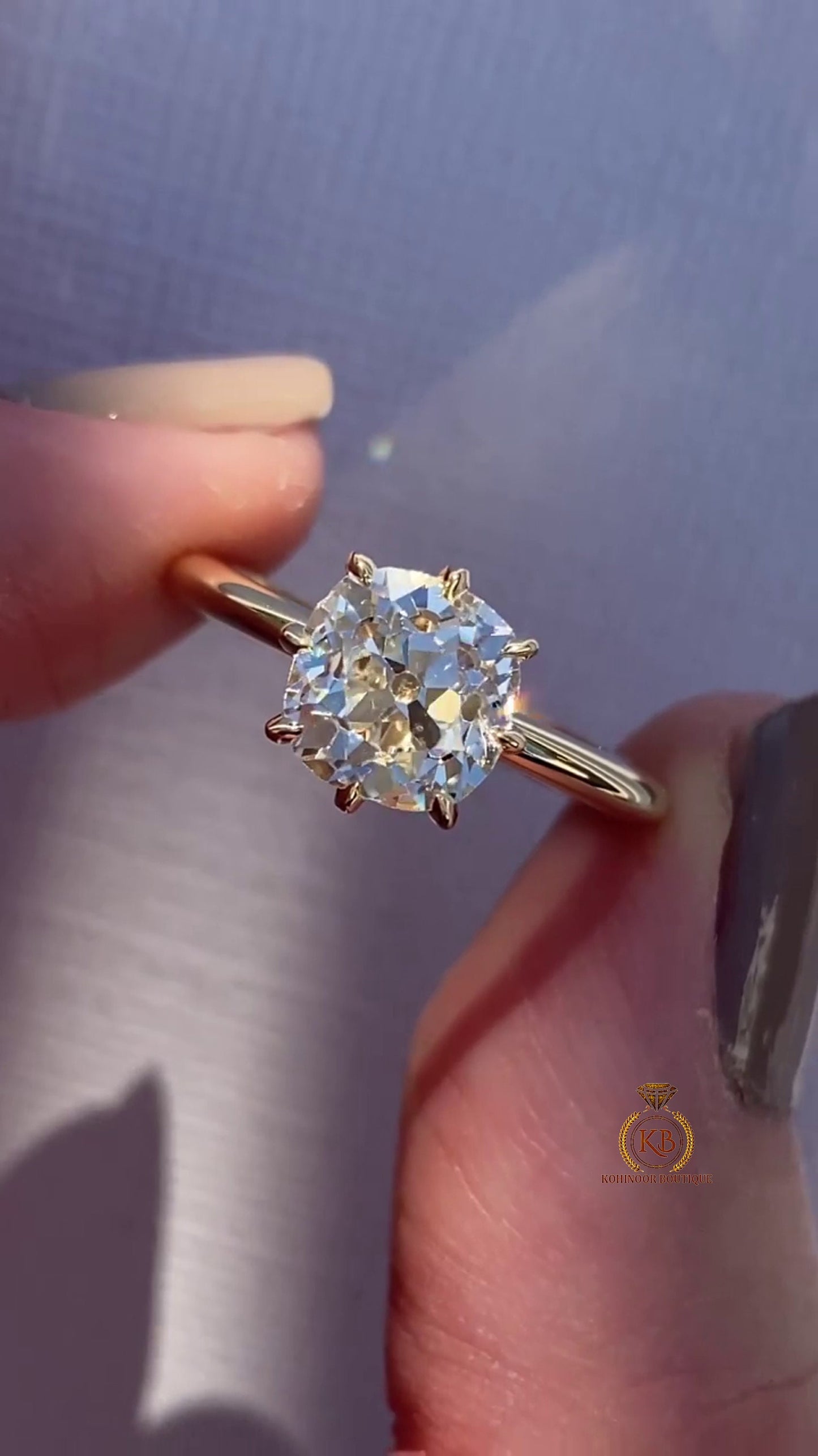 Old Mine Cut OMC Moissanite Solitaire Engagement Ring,  Ring, Wedding anniversary Ring in 18k\14k\10k White\Yellow\Rose Gold