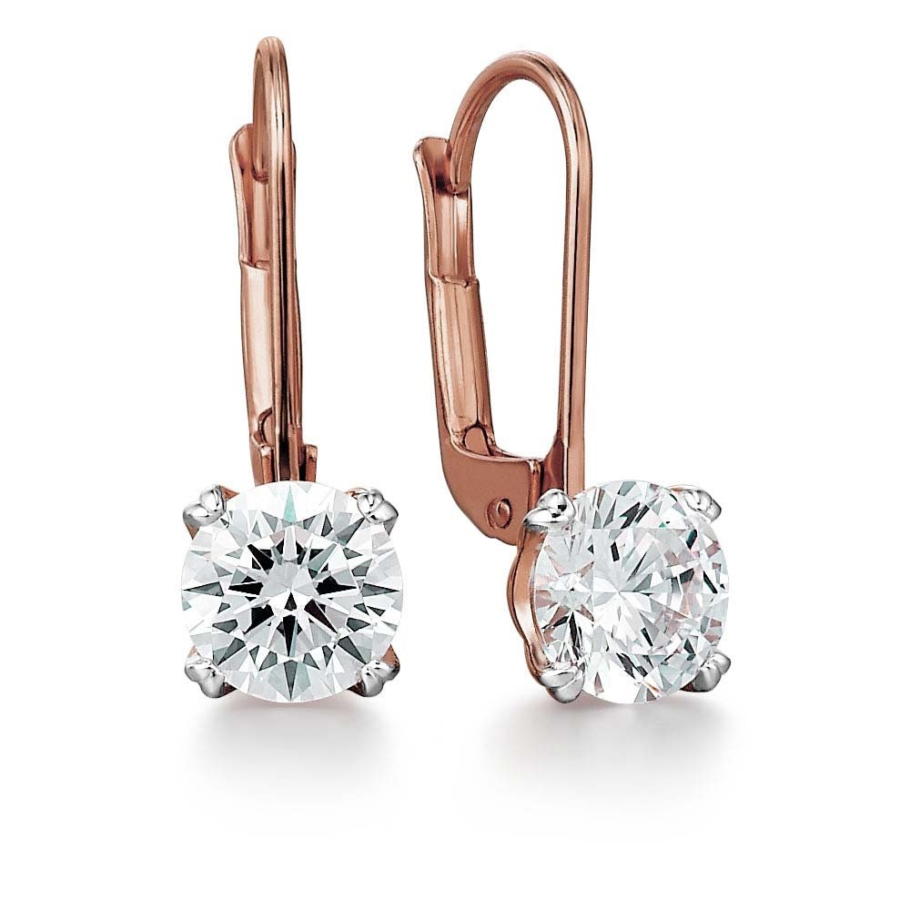 Tulip drop earrings, Lotus petal basket set Round Moissanite Hang on a Huggie Drop Earrings for women 10k\14k\18k White\Yellow\Rose Gold