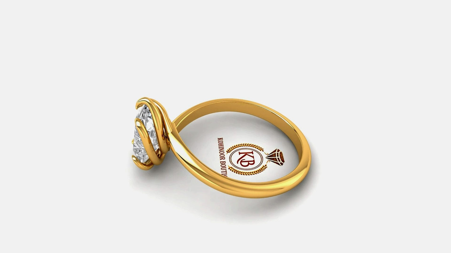 Pear Cut Moissanite Solitaire Engagement Ring, Twisted basket setting, unique set ring, ring for women, ring for her