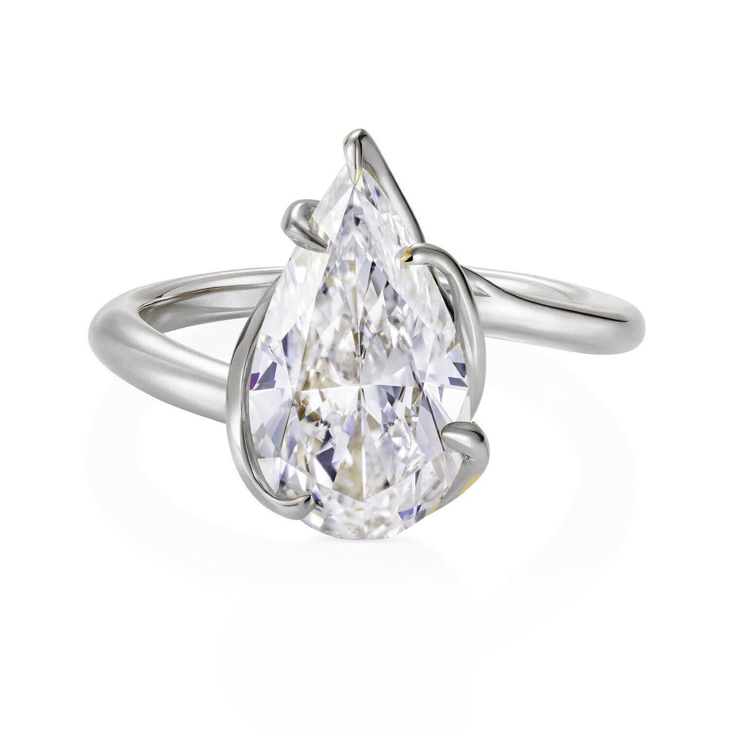 Pear Cut Moissanite Solitaire Engagement Ring, Twisted basket setting, unique set ring, ring for women, ring for her