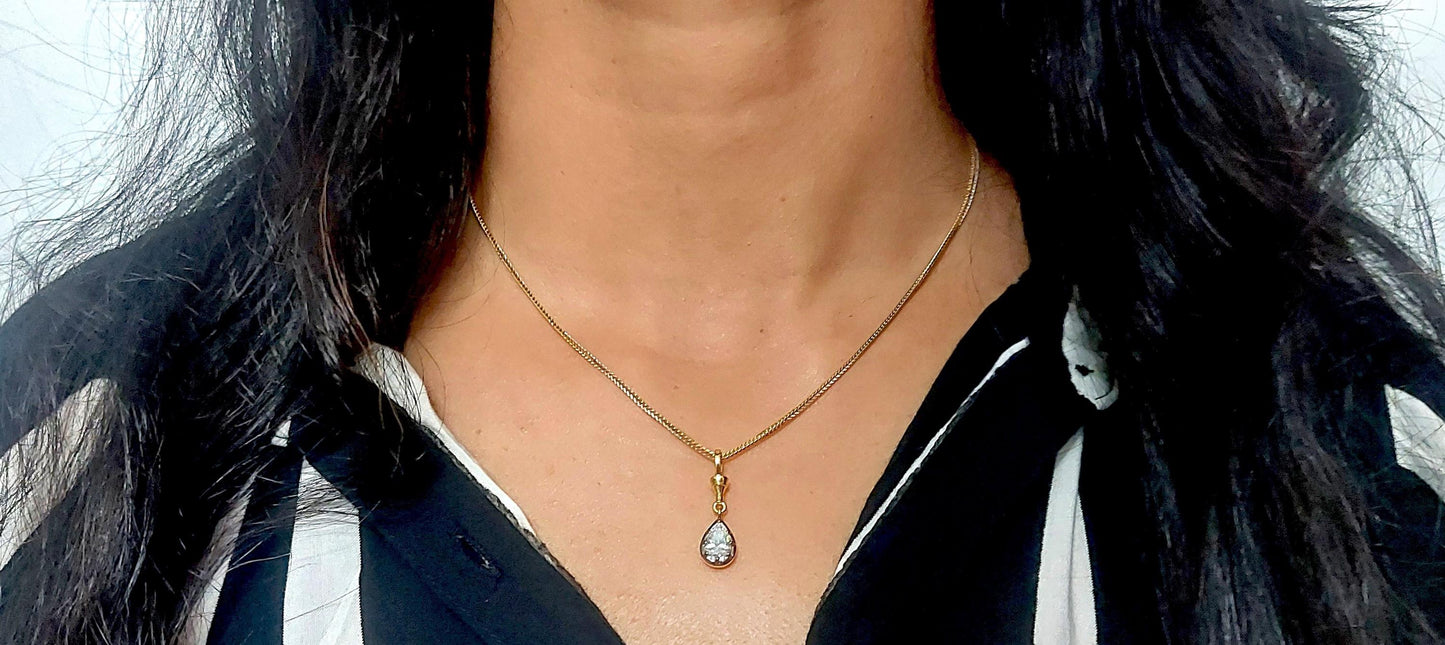 Pear Cut Lab grown  Pendant, Collet set Georgian cut down set Pendant without chain, Wedding Pendant