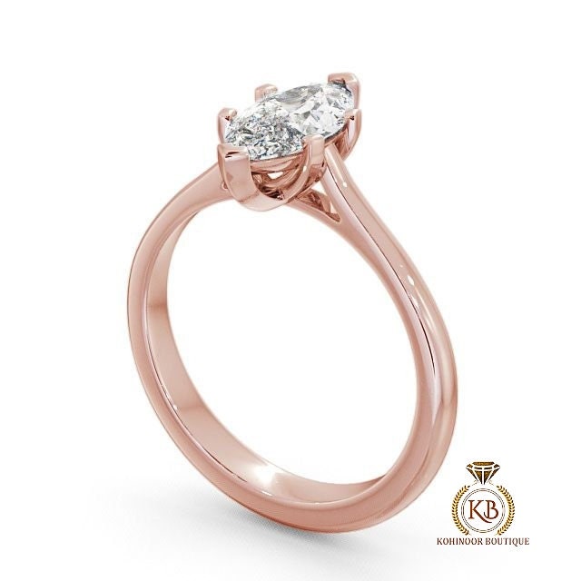 Marquise Cut Moissanite Classic Solitaire Engagement Ring, Promise ring, Proposal ring, Ring for her, gift for her