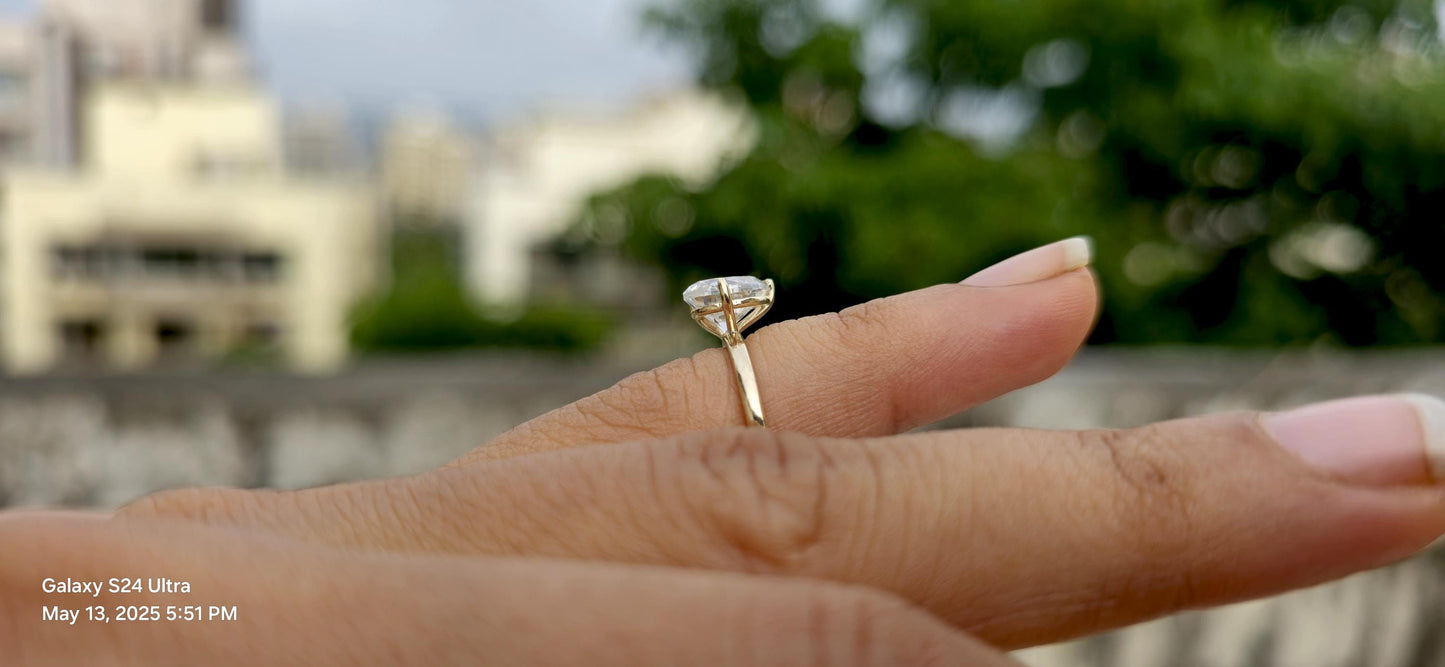 Tilted Pear Cut moissanite ring, Ring for her, ring for women, diagonal pear ring, Engagement ring, Travel ring, gift for women