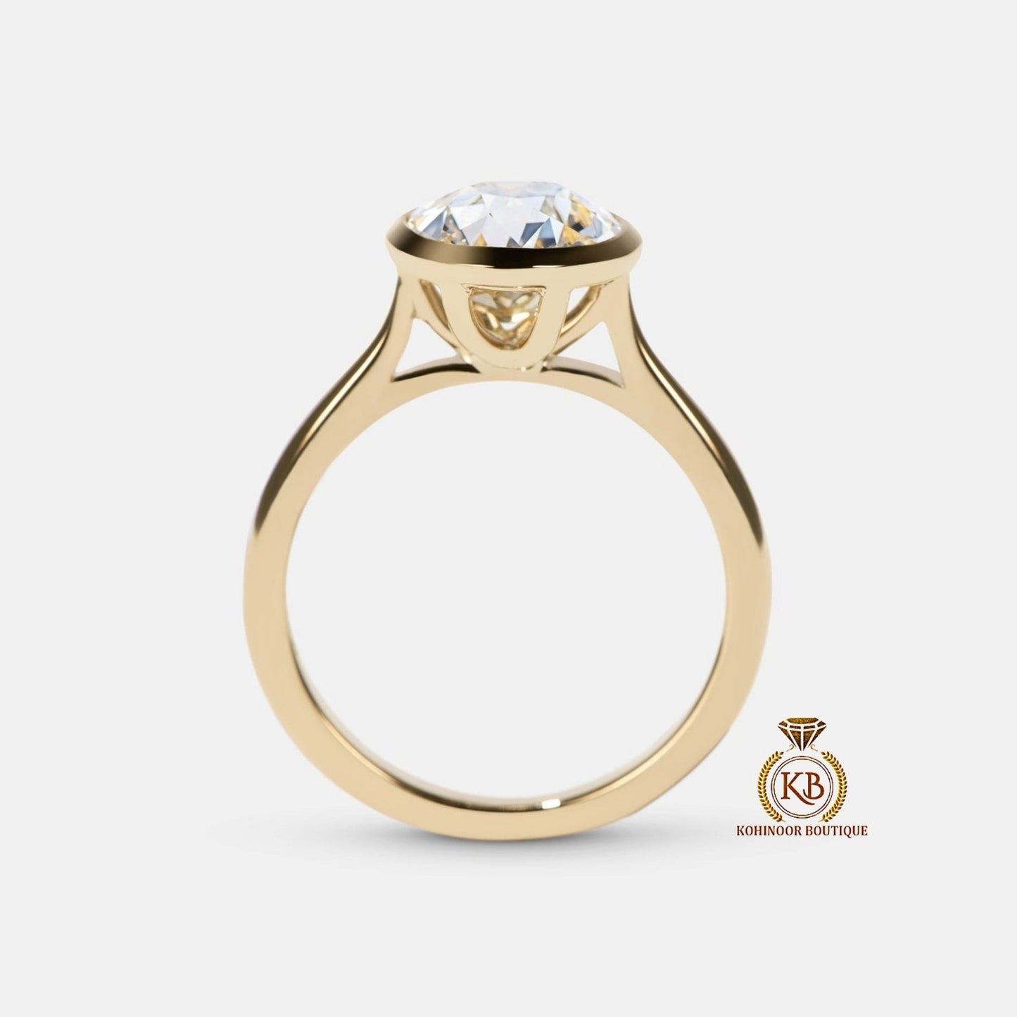 Old European Cut OEC Bezel Set Moissanite Solitaire Engagement Ring, Promise\Propose\Anniversary Ring 18k\14k\10k White\Yellow\Rose Gold