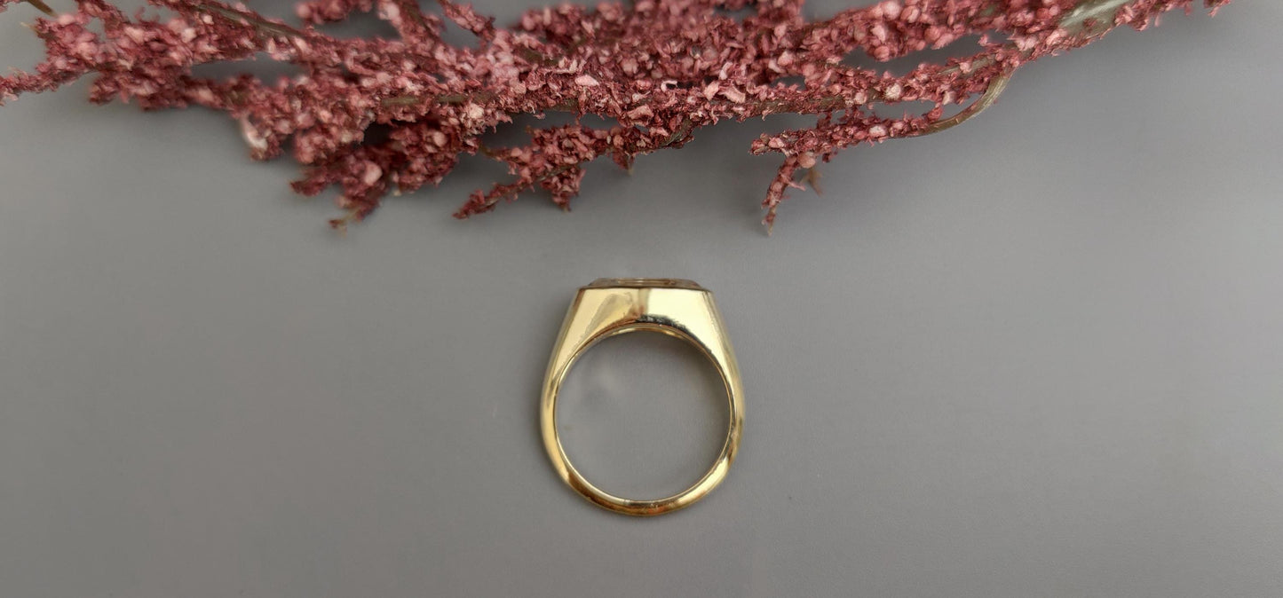 Elongated Step cut Moval Cut Moissanite Signet style ring, engagement ring ,Ring for women, ring for her, pinky finger right hand ring.