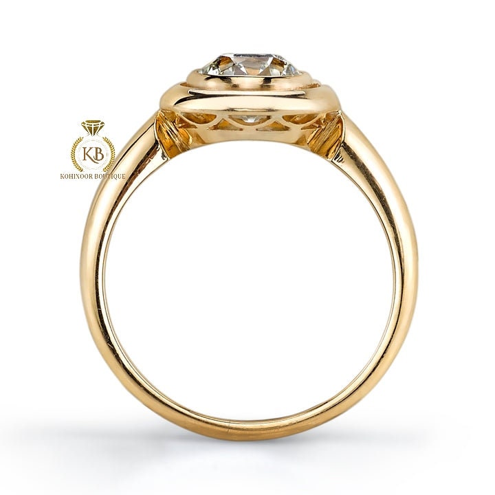 Old European Cut OEC Bezel Set Moissanite Solitaire Engagement Ring, Promise\Propose\Anniversary Ring 18k\14k\10k White\Yellow\Rose Gold