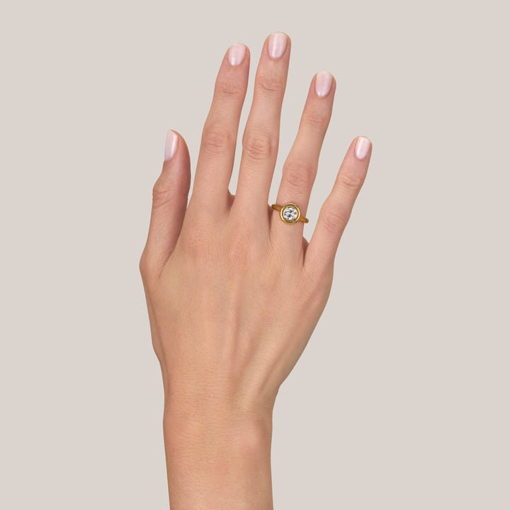 Old European Cut OEC Bezel Set Moissanite Solitaire Engagement Ring, Promise\Propose\Anniversary Ring 18k\14k\10k White\Yellow\Rose Gold