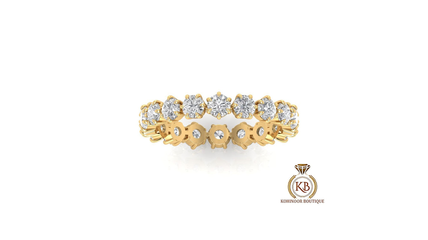 Round Colorless Moissanite Full Eternity band, Anniversary gift, Wedding Band in 18k\14k\10k White\Yellow\Rose Gold