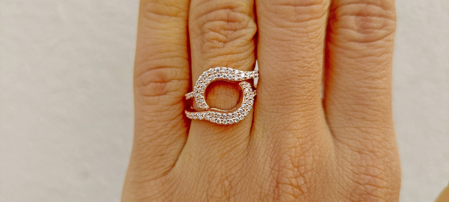 Halo Wrap Enhancer for Engagement Ring, Moissanite diamond Halo Solitaire Ring Guard for Round, Marquise, Princess cut diamonds.