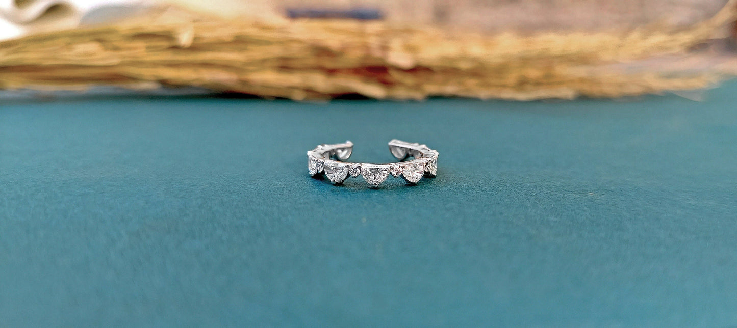 Half Moon Lace moissanite wedding band, Available in 3 styles Half Eternity\ Full Eternity\ Open end Full Eternity.